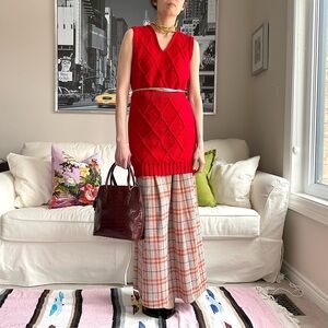 Red knit sleeveless minidress